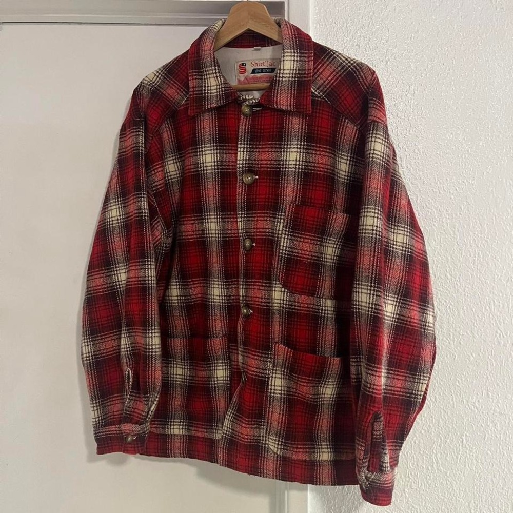 Vintage‎ Big Star Red Plaid Shirt Jacket - Men's Medium - Picture 2 of 6